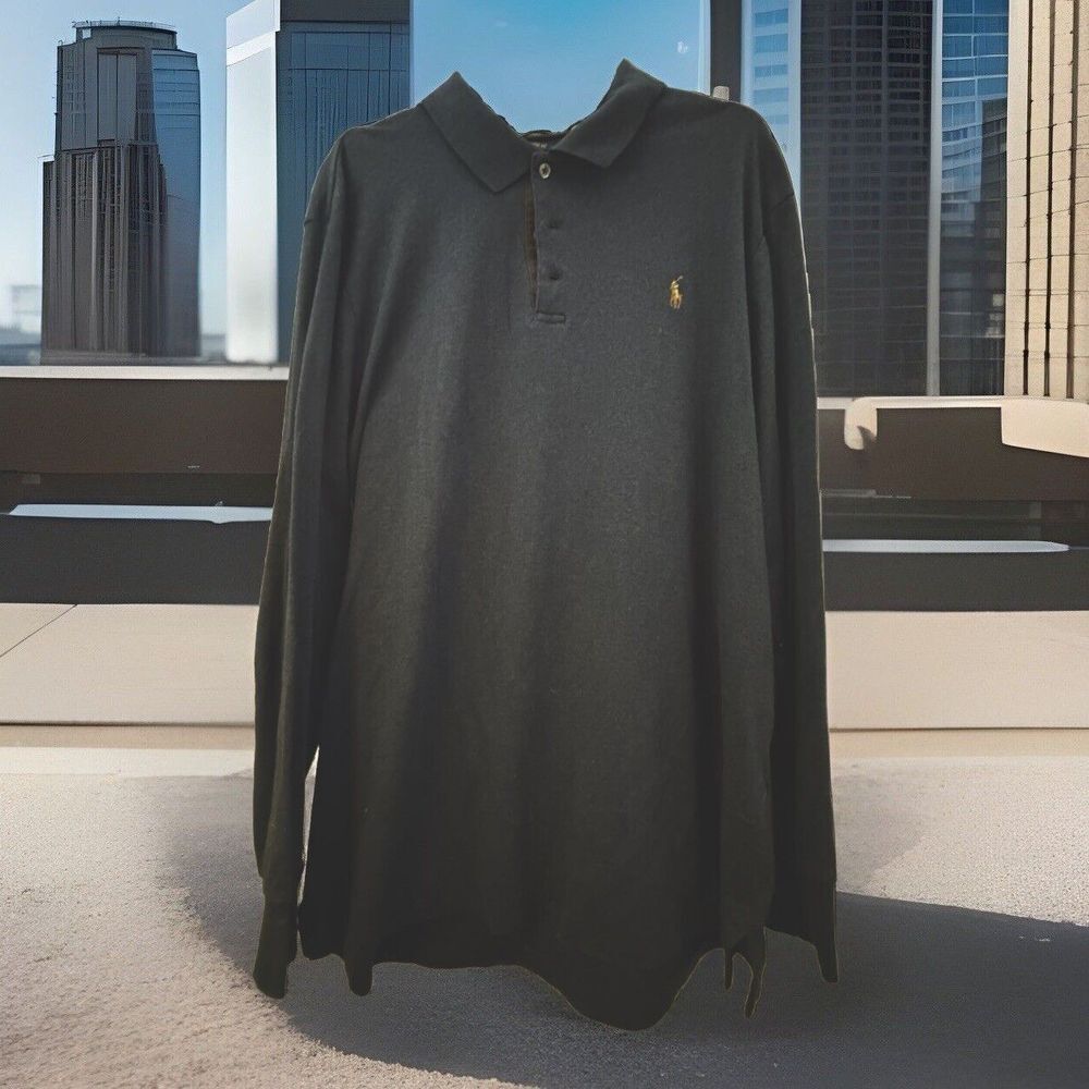Polo Ralph Lauren Shirt Mens XL Custom Solid Gray Flesh Pony Long Sleeve